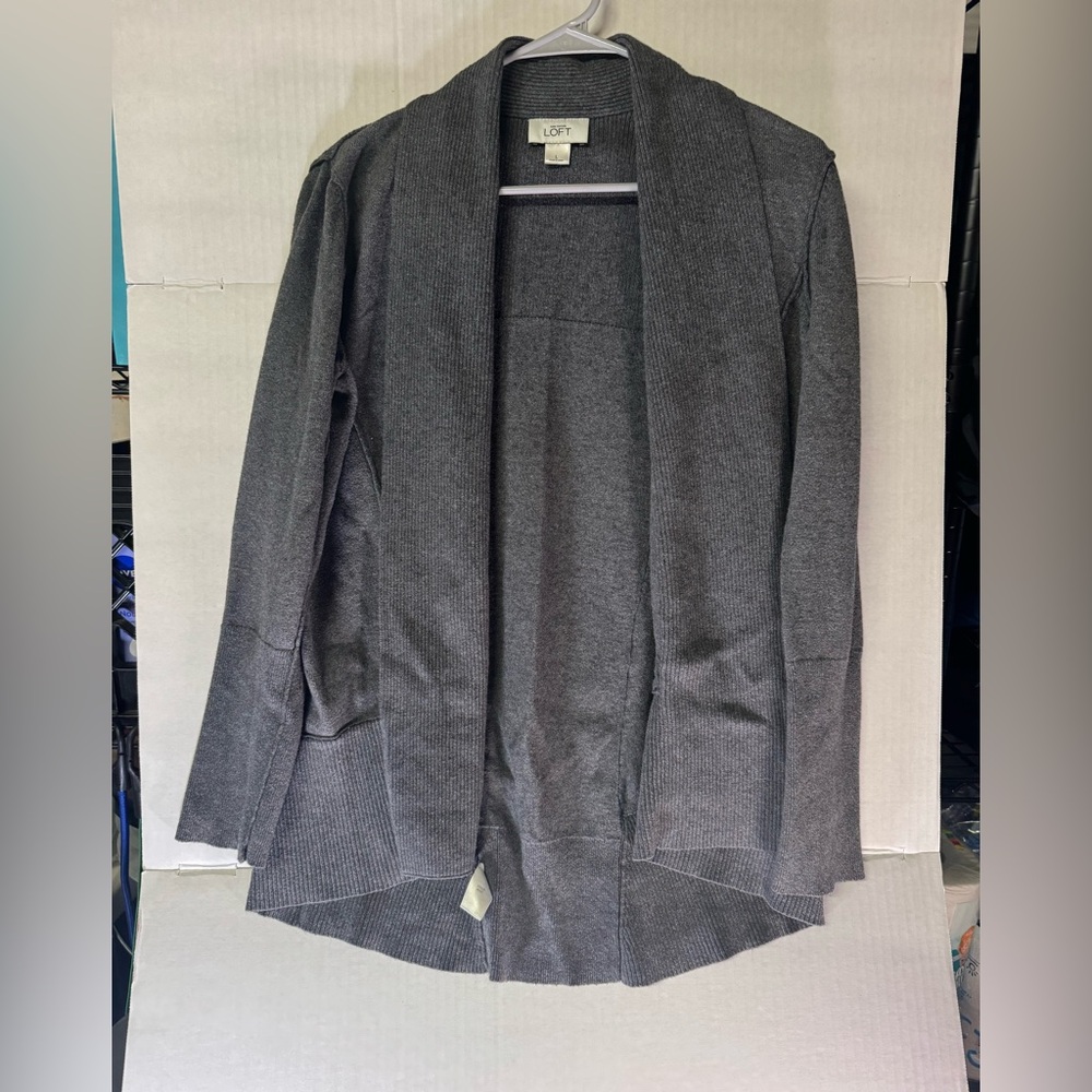 Ann Taylor LOFT Gray Open Front Cardigan Sweater Women’s Size L